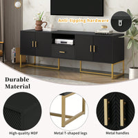 Modern TV Stand For Up To 70 Inch TVs With Storage Drawer And Cabinets, Sturdy Metal Legs And Anti-Tip Device For Living Room