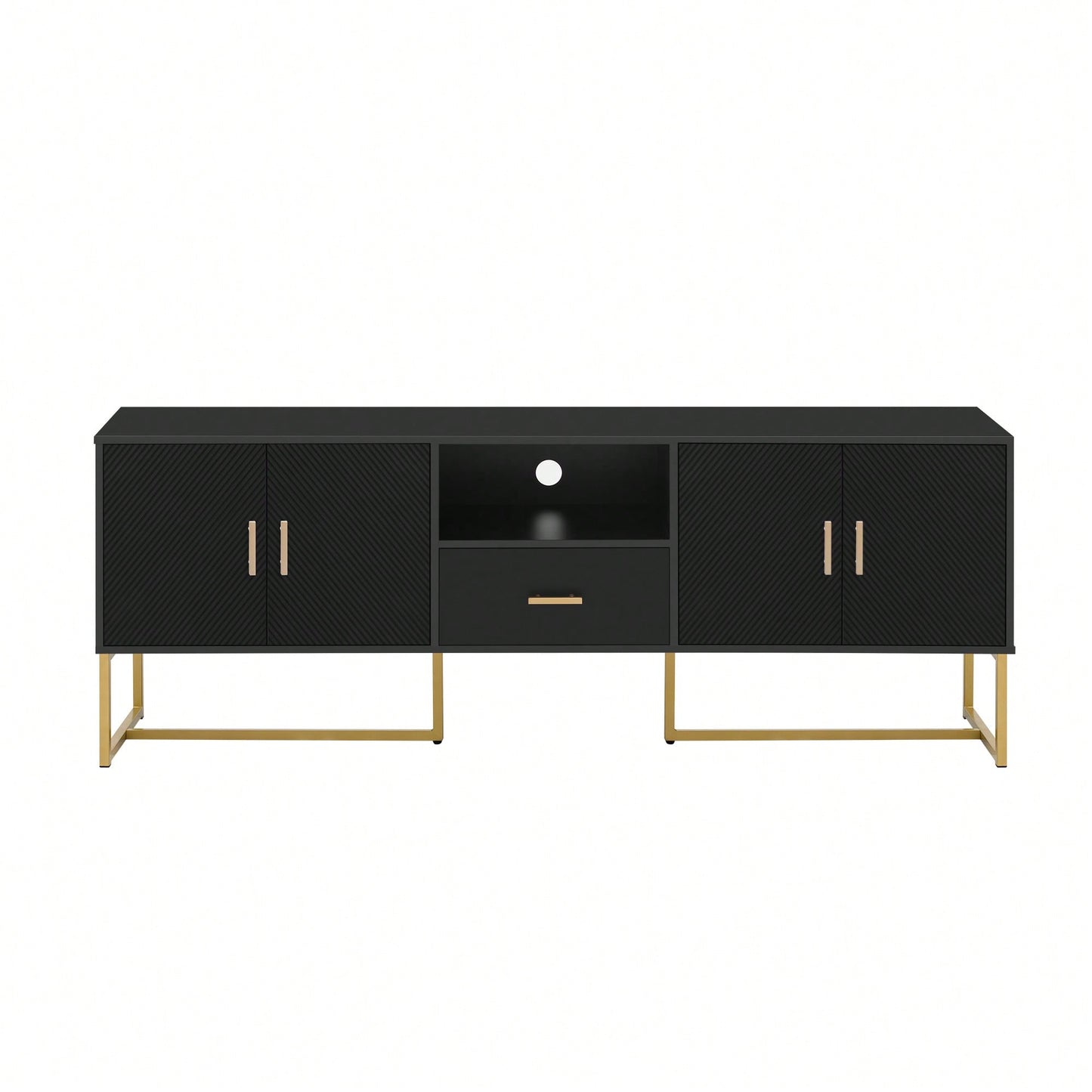 Modern TV Stand For Up To 70 Inch TVs With Storage Drawer And Cabinets, Sturdy Metal Legs And Anti-Tip Device For Living Room