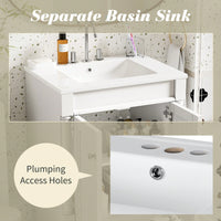 24 Inch Modern Bathroom Vanity With Sink And Storage Shelves, Stylish 2-Tier Cabinet For Organized Bathroom Space