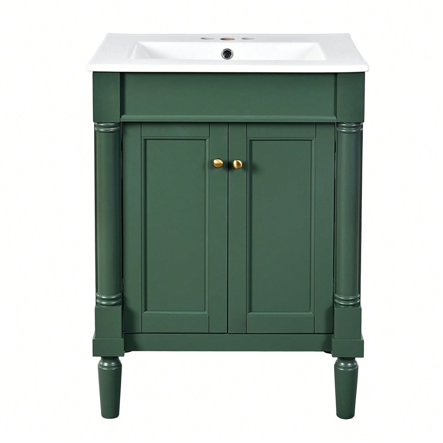 24 Inch Modern Bathroom Vanity With Sink And Storage Shelves, Stylish 2-Tier Cabinet For Organized Bathroom Space