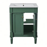 24 Inch Modern Bathroom Vanity With Sink And Storage Shelves, Stylish 2-Tier Cabinet For Organized Bathroom Space