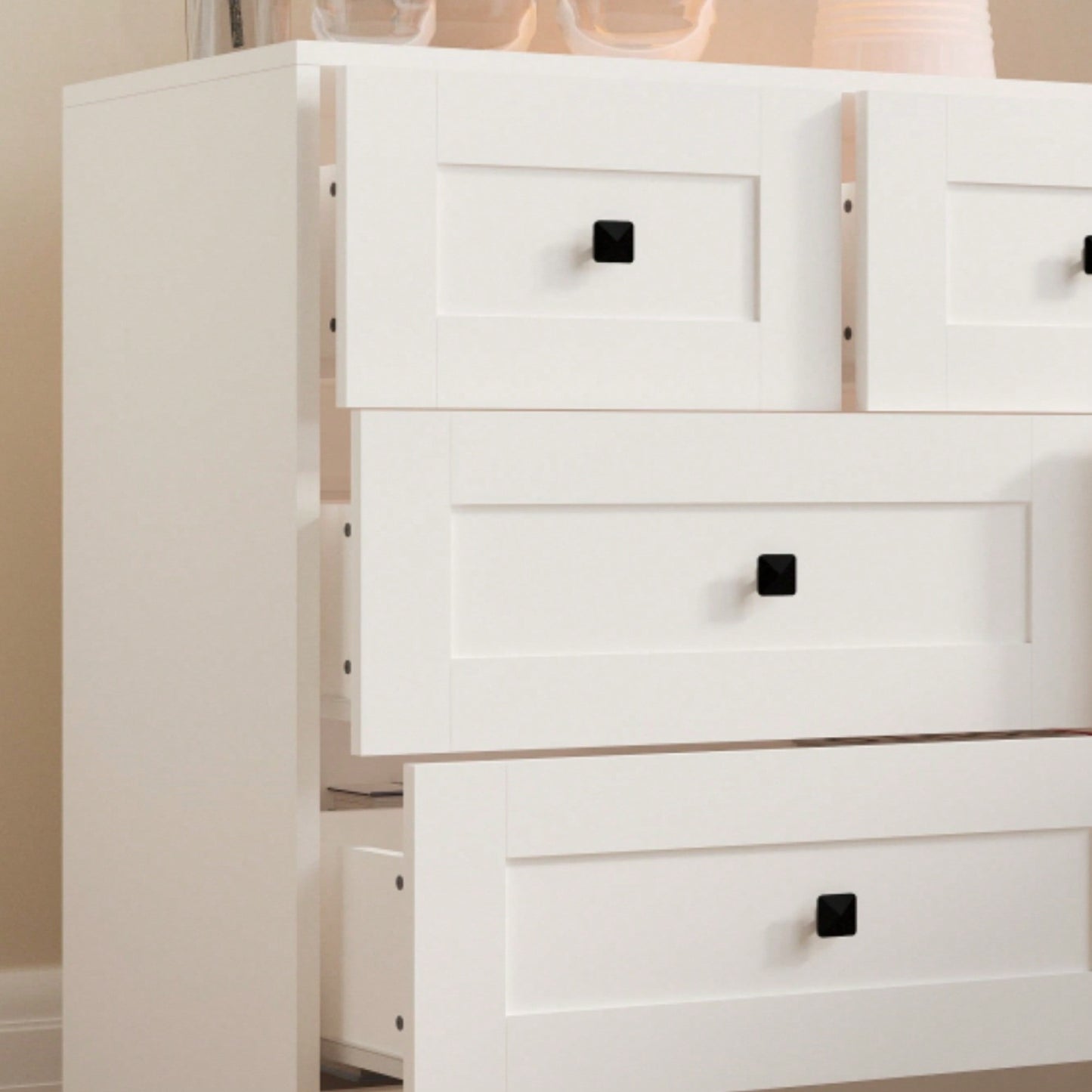 White 7-Drawer Chest Of Drawers With Farmhouse Door Design For Stylish Storage