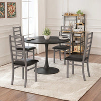 Stylish Metal Dining Chairs Set Of 4 With Steel Legs And PU Leather Seats For Kitchen And Living Room Black High Back Armless Design