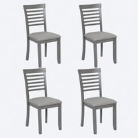 Set Of 4 Upholstered Wooden Dining Chairs With Padded Seats For Kitchen And Living Room In Grey