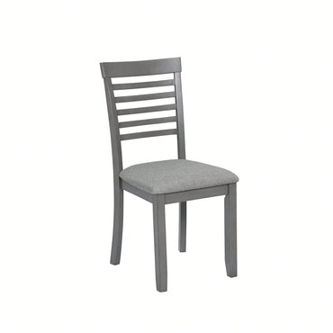 Set Of 4 Upholstered Wooden Dining Chairs With Padded Seats For Kitchen And Living Room In Grey