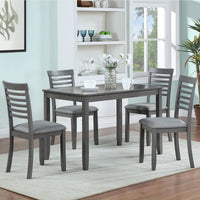 Set Of 4 Upholstered Wooden Dining Chairs With Padded Seats For Kitchen And Living Room In Grey