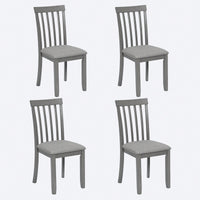 Set Of 4 Upholstered Wooden Dining Chairs With Padded Seats For Kitchen And Living Room In Grey