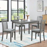 Set Of 4 Upholstered Wooden Dining Chairs With Padded Seats For Kitchen And Living Room In Grey