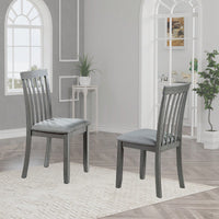 Set Of 4 Upholstered Wooden Dining Chairs With Padded Seats For Kitchen And Living Room In Grey