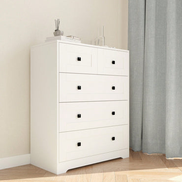 5-Drawer Chest Of Drawers With Farmhouse Door Design White