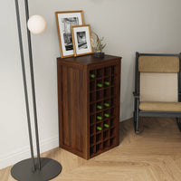 Modular 32 Inch Wine Bar Buffet Cabinet For Stylish Home Storage Brown Walnut