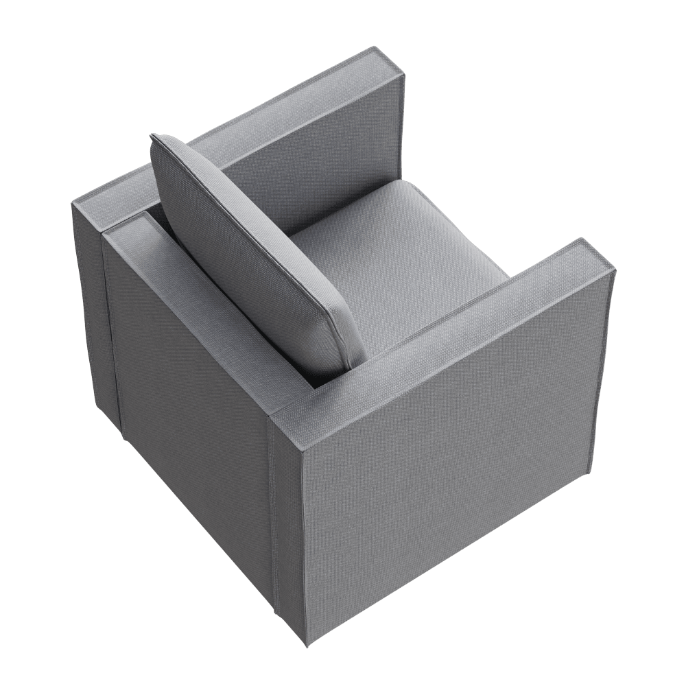 Stylish Gray Single Sofa Chair With Soft Breathable Cushion For Bedroom Reading Room Corner Comfort