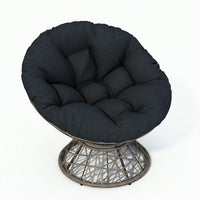 40 Inch Ergonomic Wicker Papasan Chair With Plush Thick Cushion 360 Degree Swivel High Capacity Iron Frame For Living Room Bedroom Lounge Natural Base Available In 2 Colors