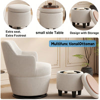 360 Degree Swivel Accent Chair With Ottoman Stylish Lounge Sofa For Living Room Bedroom Nursery Vanity Beige White