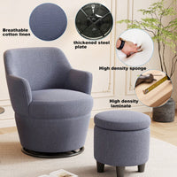 360 Degree Swivel Accent Chair With Ottoman Stylish Lounge Sofa For Living Room Bedroom Nursery Vanity Beige White