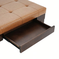 Stylish Storage Ottoman With Drawer For Living Room And Bedroom Decor