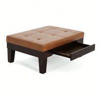 Stylish Storage Ottoman With Drawer For Living Room And Bedroom Decor