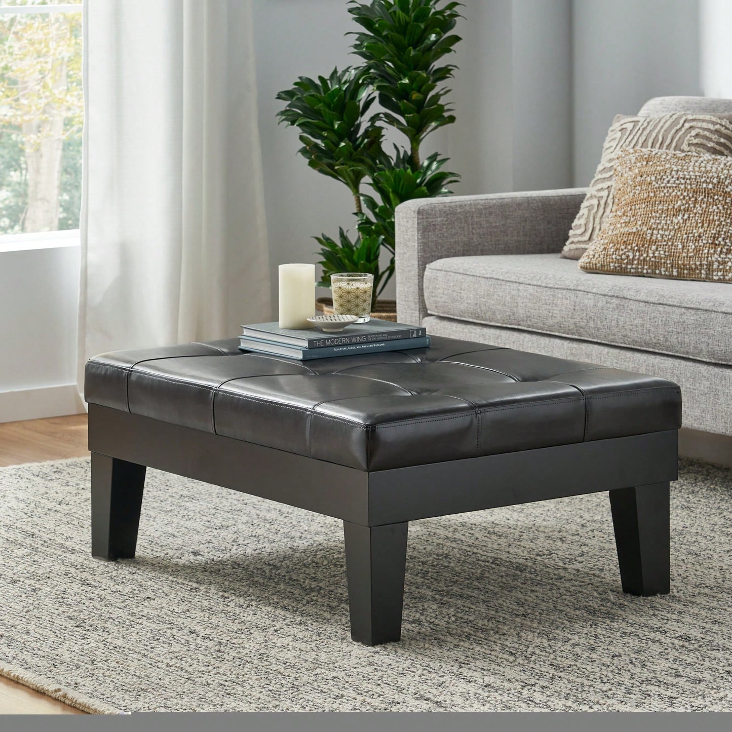 Stylish Storage Ottoman With Drawer For Living Room And Bedroom Decor