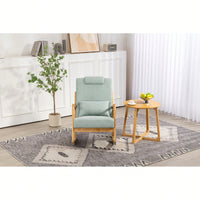 Upholstered High Back Rocking Chair With Lumbar Pillow For Living Room Comfort