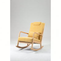 Upholstered High Back Rocking Chair With Lumbar Pillow For Living Room Comfort