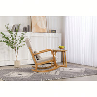 Upholstered High Back Rocking Chair With Lumbar Pillow For Living Room Comfort