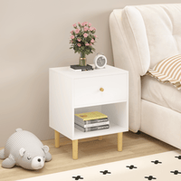 Stylish 23.22 Inch White Wooden Nightstand With Drawer And Shelf For Kids And Adults