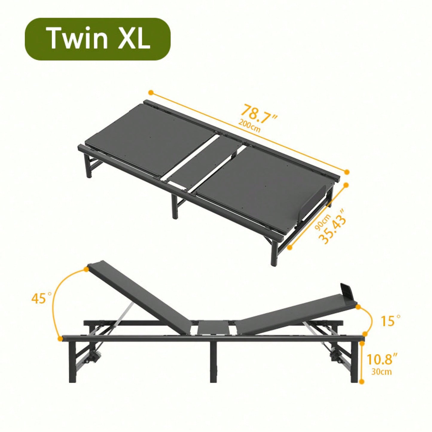 Twin XL Adjustable Bed Frame With Dual Motors Independent Head And Foot Incline Zero Gravity And TV Presets 450 Lbs Capacity