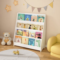 4-Tier Toddler Book Display Shelf For Organized Bedrooms, Playrooms, And Classrooms In White