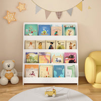 4-Tier Toddler Book Display Shelf For Organized Bedrooms, Playrooms, And Classrooms In White