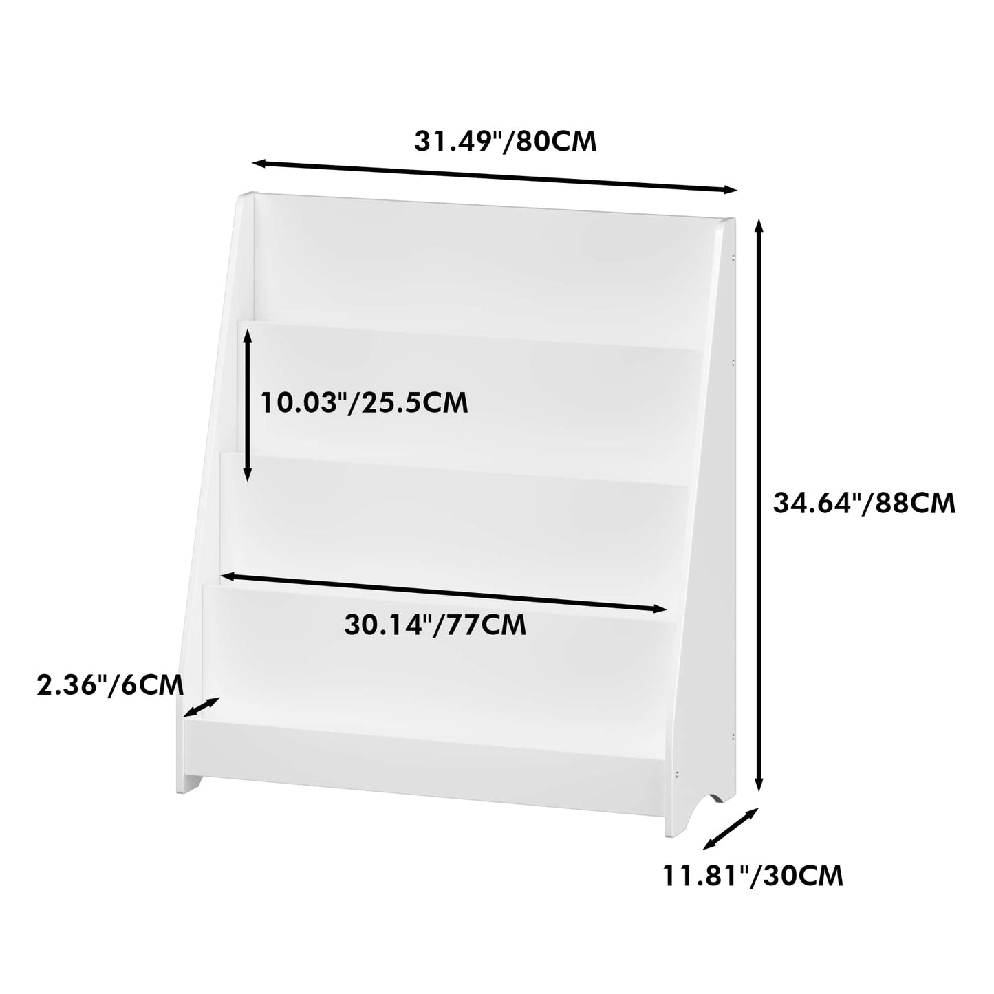 4-Tier Toddler Book Display Shelf For Organized Bedrooms, Playrooms, And Classrooms In White