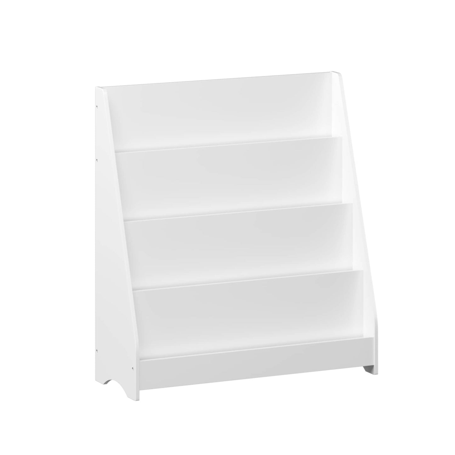 4-Tier Toddler Book Display Shelf For Organized Bedrooms, Playrooms, And Classrooms In White