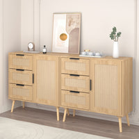 Stylish Rattan Wood Dresser Storage Cabinet For Bedroom Living Room Entryway Hallway