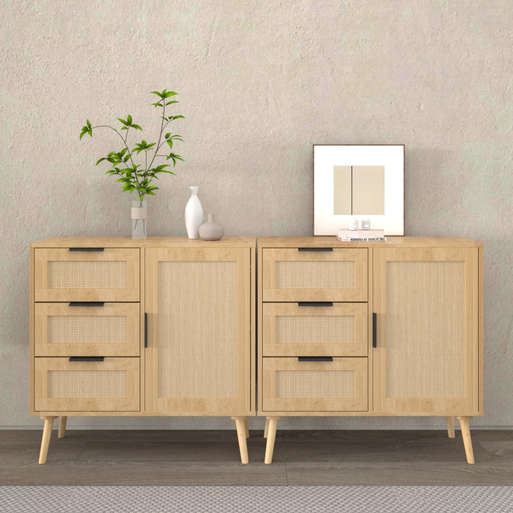 Stylish Rattan Wood Dresser Storage Cabinet For Bedroom Living Room Entryway Hallway