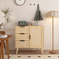 Stylish Rattan Wood Dresser Storage Cabinet For Bedroom Living Room Entryway Hallway