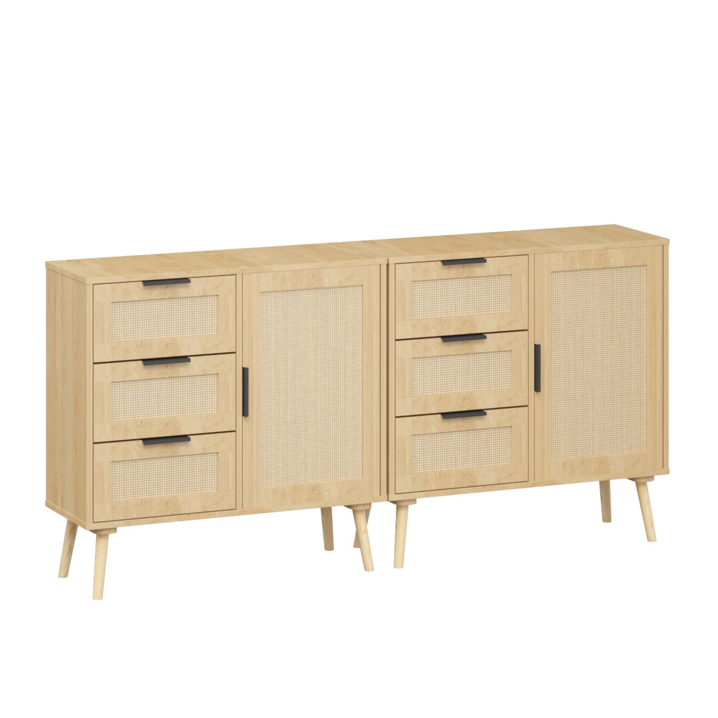 Stylish Rattan Wood Dresser Storage Cabinet For Bedroom Living Room Entryway Hallway