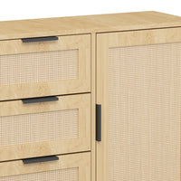 Stylish Rattan Wood Dresser Storage Cabinet For Bedroom Living Room Entryway Hallway