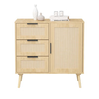 Stylish Rattan Wood Dresser Storage Cabinet For Bedroom Living Room Entryway Hallway