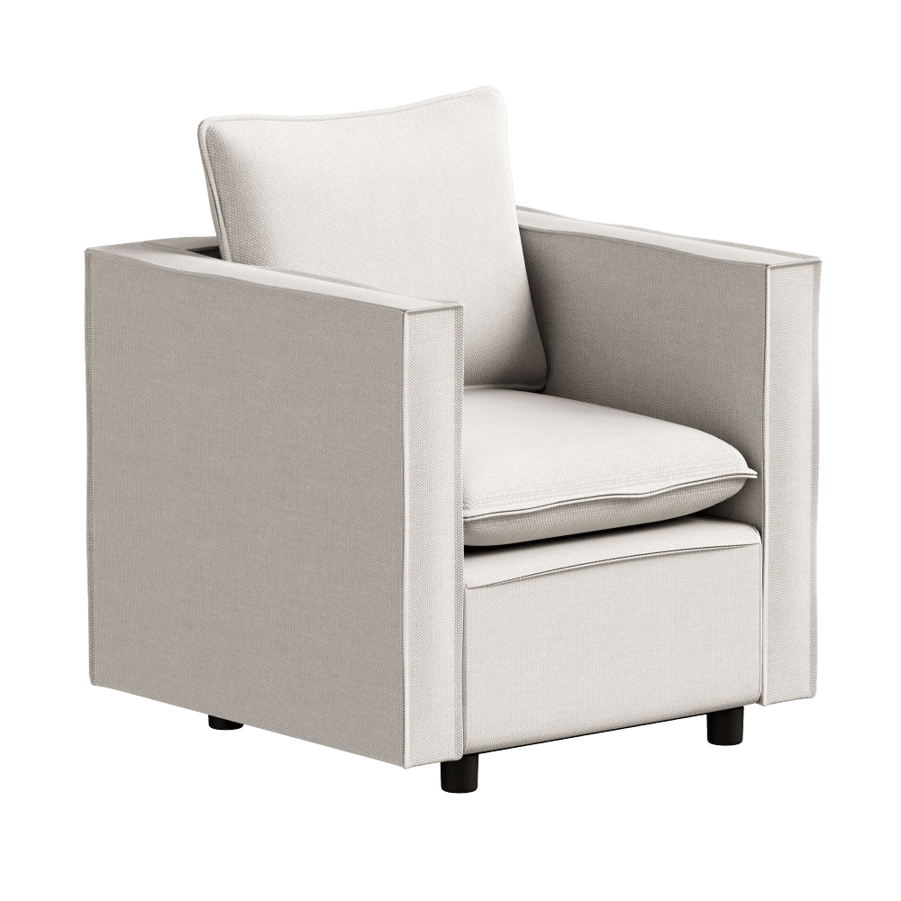 Comfortable Single Sofa Chair With Soft Breathable Cushions For Modern Living Spaces And Reading Nooks Beige