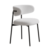 Set Of 2 White Teddy Velvet Dining Chairs With Metal Legs For Home And Office Easy Assembly Modern Design