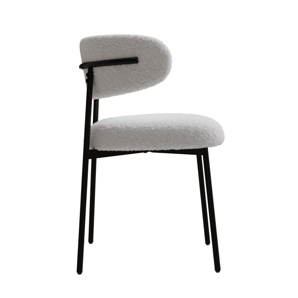 Set Of 2 White Teddy Velvet Dining Chairs With Metal Legs For Home And Office Easy Assembly Modern Design