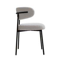 Set Of 2 White Teddy Velvet Dining Chairs With Metal Legs For Home And Office Easy Assembly Modern Design