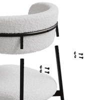 Set Of 2 White Teddy Velvet Dining Chairs With Metal Legs For Home And Office Easy Assembly Modern Design