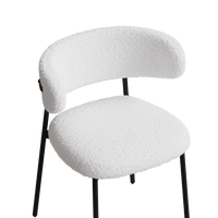 Set Of 2 White Teddy Velvet Dining Chairs With Metal Legs For Home And Office Easy Assembly Modern Design