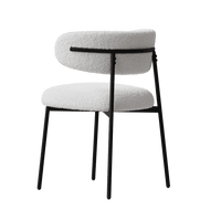 Set Of 2 White Teddy Velvet Dining Chairs With Metal Legs For Home And Office Easy Assembly Modern Design