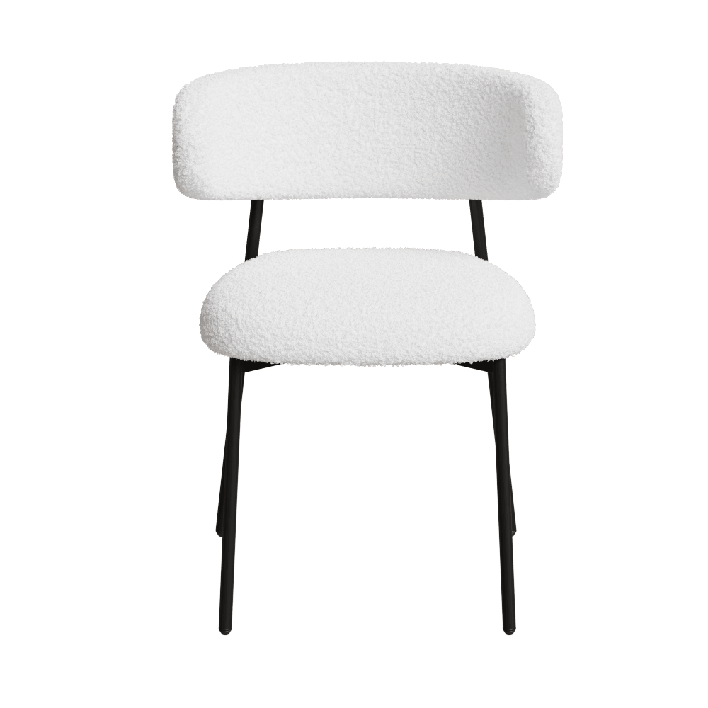 Set Of 2 White Teddy Velvet Dining Chairs With Metal Legs For Home And Office Easy Assembly Modern Design