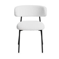 Set Of 2 White Teddy Velvet Dining Chairs With Metal Legs For Home And Office Easy Assembly Modern Design