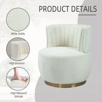 360 Degree Swivel Cuddle Barrel Accent Chair With Wide Upholstered Teddy Fabric For Living Room Bedroom Office And Waiting Rooms