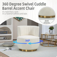 360 Degree Swivel Cuddle Barrel Accent Chair With Wide Upholstered Teddy Fabric For Living Room Bedroom Office And Waiting Rooms