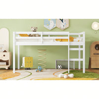 Solid Wood Twin Loft Bed With Ladder And Reinforced Slats In Grey Finish