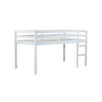 Solid Wood Twin Loft Bed With Ladder And Reinforced Slats In Grey Finish